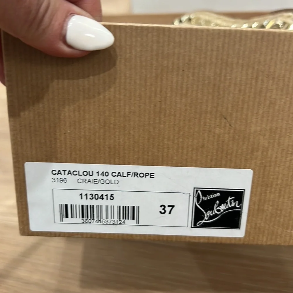 Christian Louboutin Cataclou 140 CAlf:Rope wedge shoe 37 white and gold - Picture 11 of 12